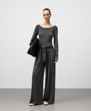 Metallic knit wide-leg trousers woman