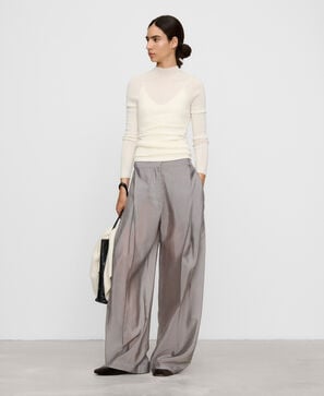 Satin barrel fit trousers