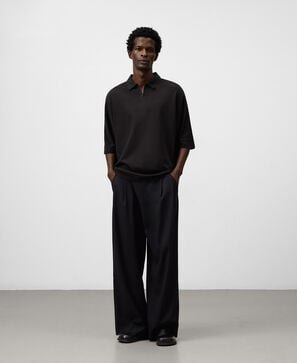 Zipper closure oversize polo shirt man