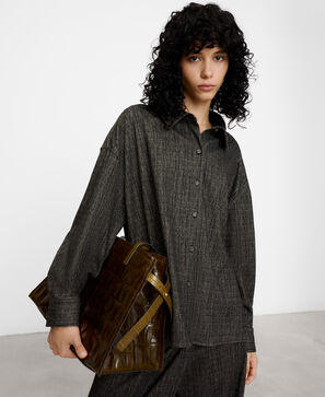 Melange straight shirt