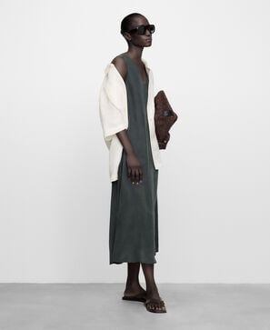 A-line V-neckline long dress