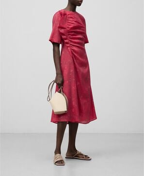 Printed dress with ruffle woman