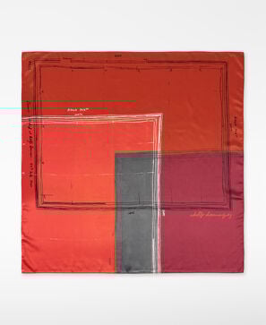 Map-printed square scarf woman