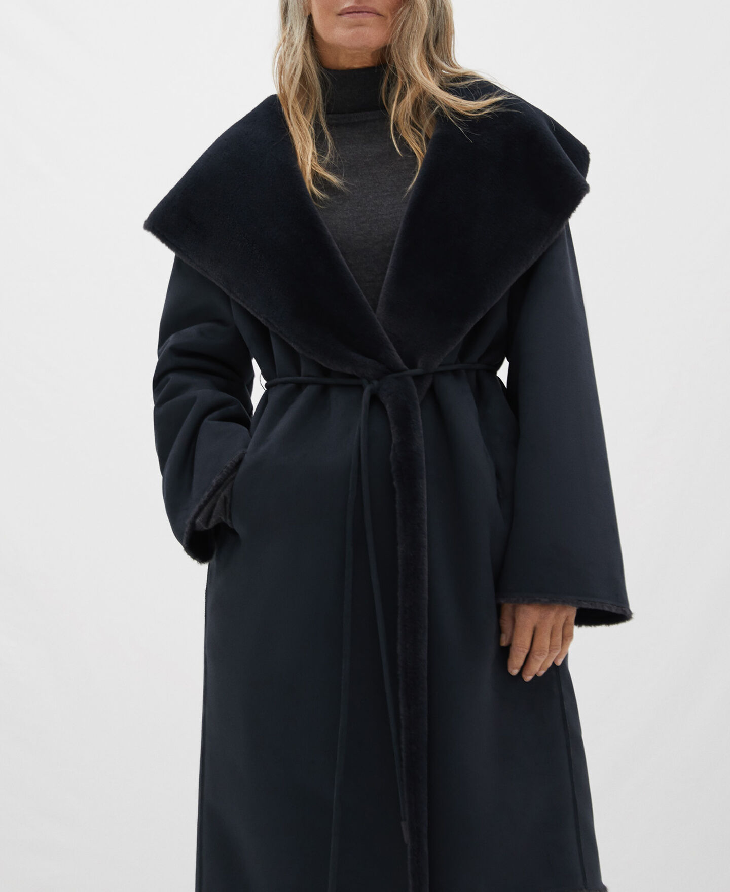 wrap around wool coat