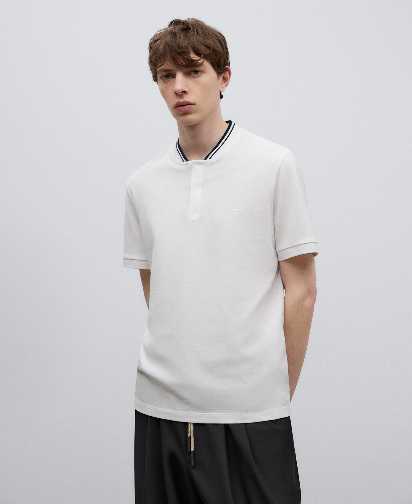 Bomber collar polo shirt clearance