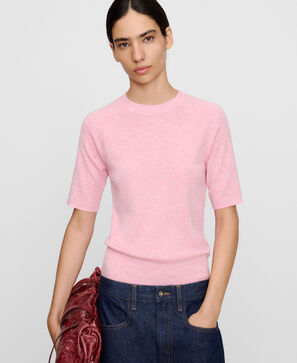 Merino wool blend melange knit sweater