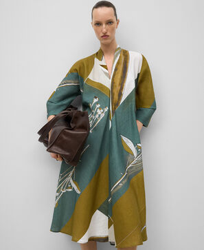European linen printed dress woman