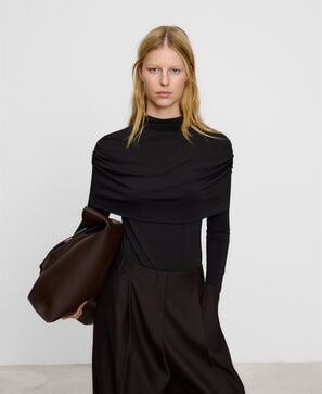 Gathered overlay T-shirt