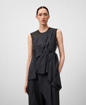Top organza pieza superpuesta mujer