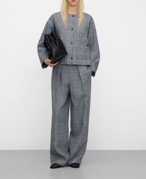 Linen checkered trousers