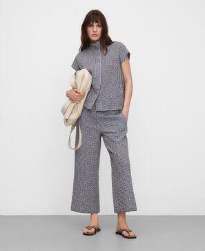 Gingham seersucker trousers