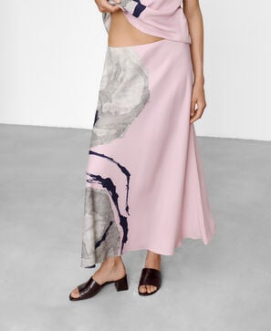 Printed satin skirt