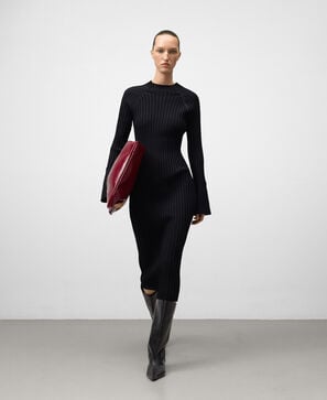 Vestido entallado canalé mujer