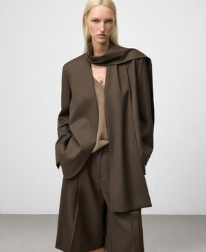 Scarf-collar tailored blazer woman