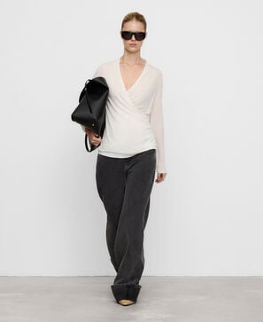Long sleeve wrap T-shirt