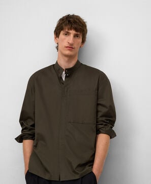 Mandarin collar oversize shirt man