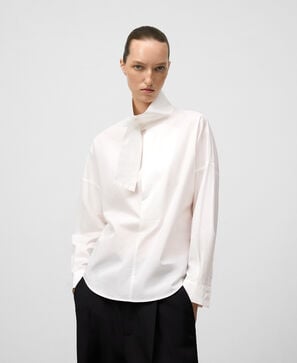 Organic cotton band collar shirt woman