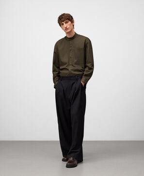 Mandarin collar oversize shirt man