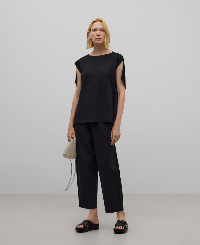 Adolfo dominguez Pantalón banana punto goma negro mujer