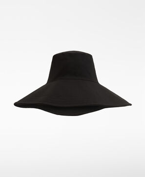 Wide-brim bucket hat with opening