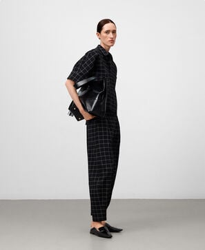 Pantalon barrel fit à carreaux pour femme