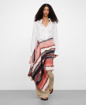 Organic cotton jacquard striped scarf