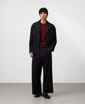 Cotton structured knit sweater man