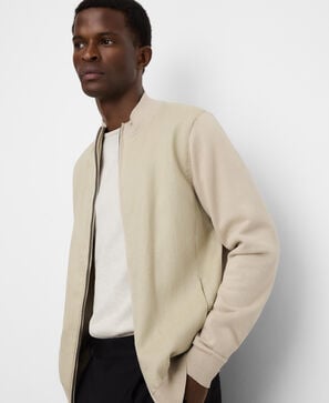 Chaqueta combinada punto algod&oacute;n y lino