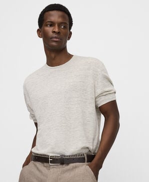 Linen relaxed fit melange knit T-shirt
