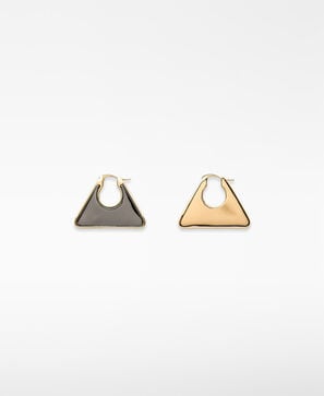 Triangular metal earrings woman