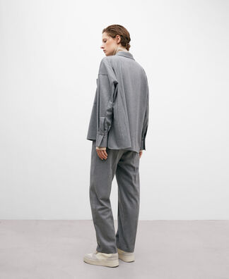 Chemise grise à poche plaquée femme