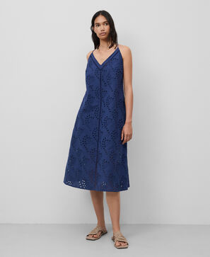 Embroidered strap dress woman
