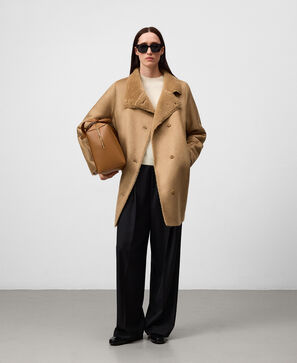 Faux -suede cross-over coat woman