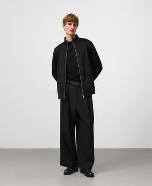 Faux suede and knit cardigan man