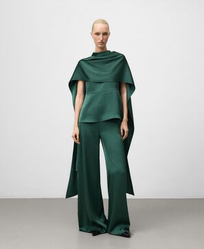 Wide-leg satin trousers woman