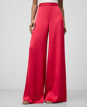 Wide leg satin trousers woman