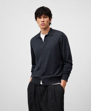 Merino wool cardigan man