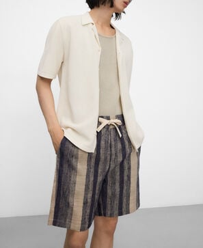 Striped bermuda shorts with drawstring