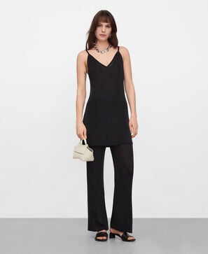 Metallic knit strappy top