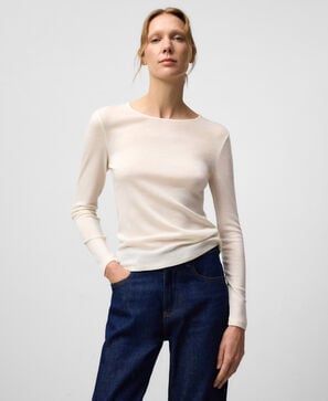 Merino wool crew collar T-shirt woman