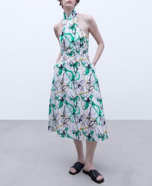 Halterneck printed dress
