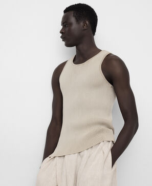 Washed-effect ribbed T-shirt