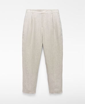 European linen semi-jogger trousers
