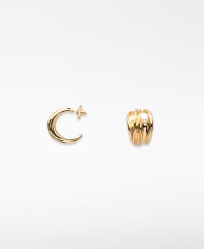 Aros metálicos anchos con perlas mujer