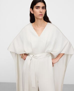 Satin jumpsuit with back cape