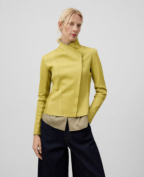 Leather-Non-Leather biker jacket woman