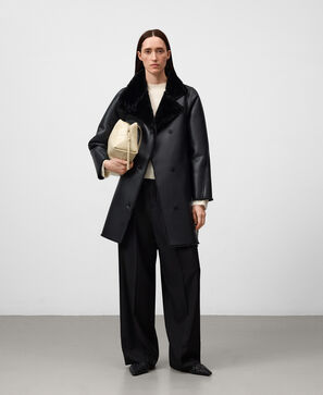 Non-Leather cross-over coat woman