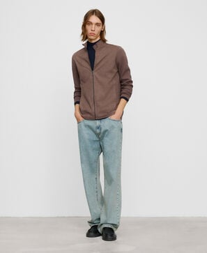 Faux suede and knit jacket