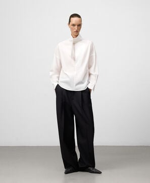 Organic cotton band collar shirt woman