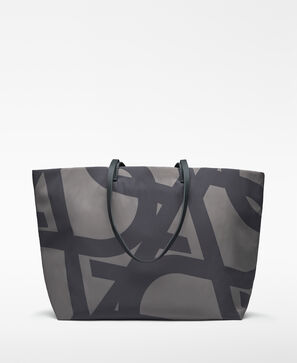 Nylon maxi logo shopper bag